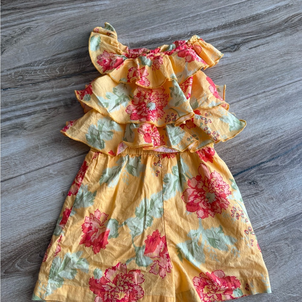 Peek Yellow and Pink Floral Ruffle Bodysuit